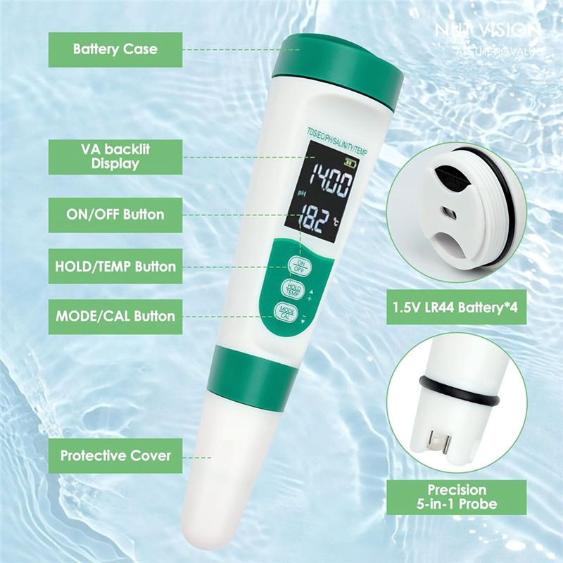 AT02-5 In1 Digital PH Meter Hi - Ec Meter Digital recension och pris