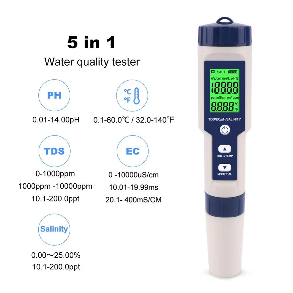 5 In 1 Digital PH TDS EC Meter - Ec Meter Digital recension och pris